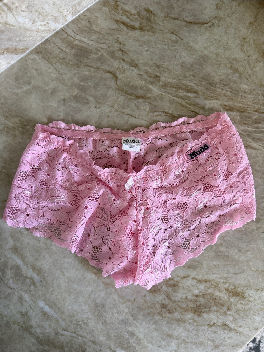 Mudd Pink Floral Lace Boyshorts. Size: Small